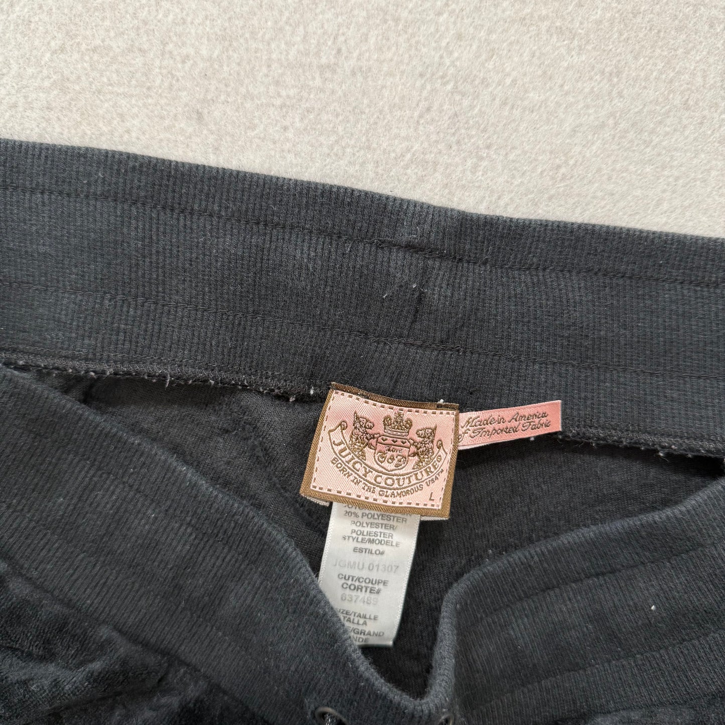 Juicy Couture Black Velour Tracksuit Set Zip Up Hoodie & Flared Pants Y2K Size L