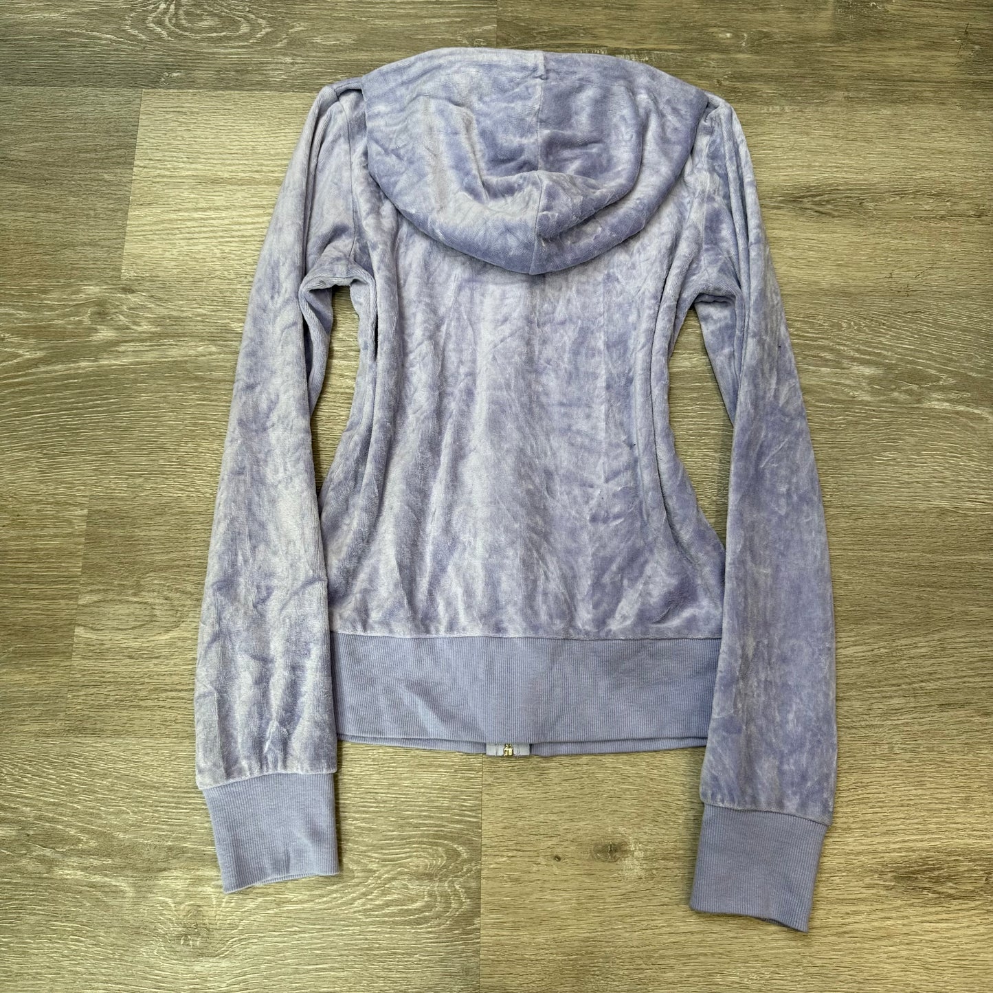 Vintage Juicy Couture Womens Lavender Velour Zip-Up Hoodie Drawstring Y2k Size S