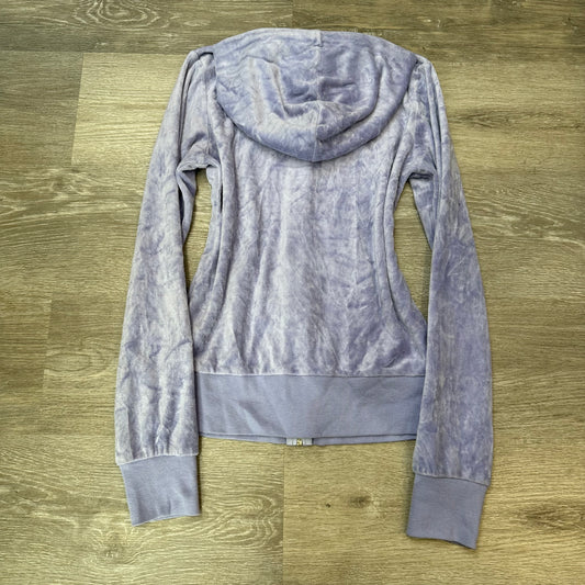 Vintage Juicy Couture Womens Lavender Velour Zip-Up Hoodie Drawstring Y2k Size S