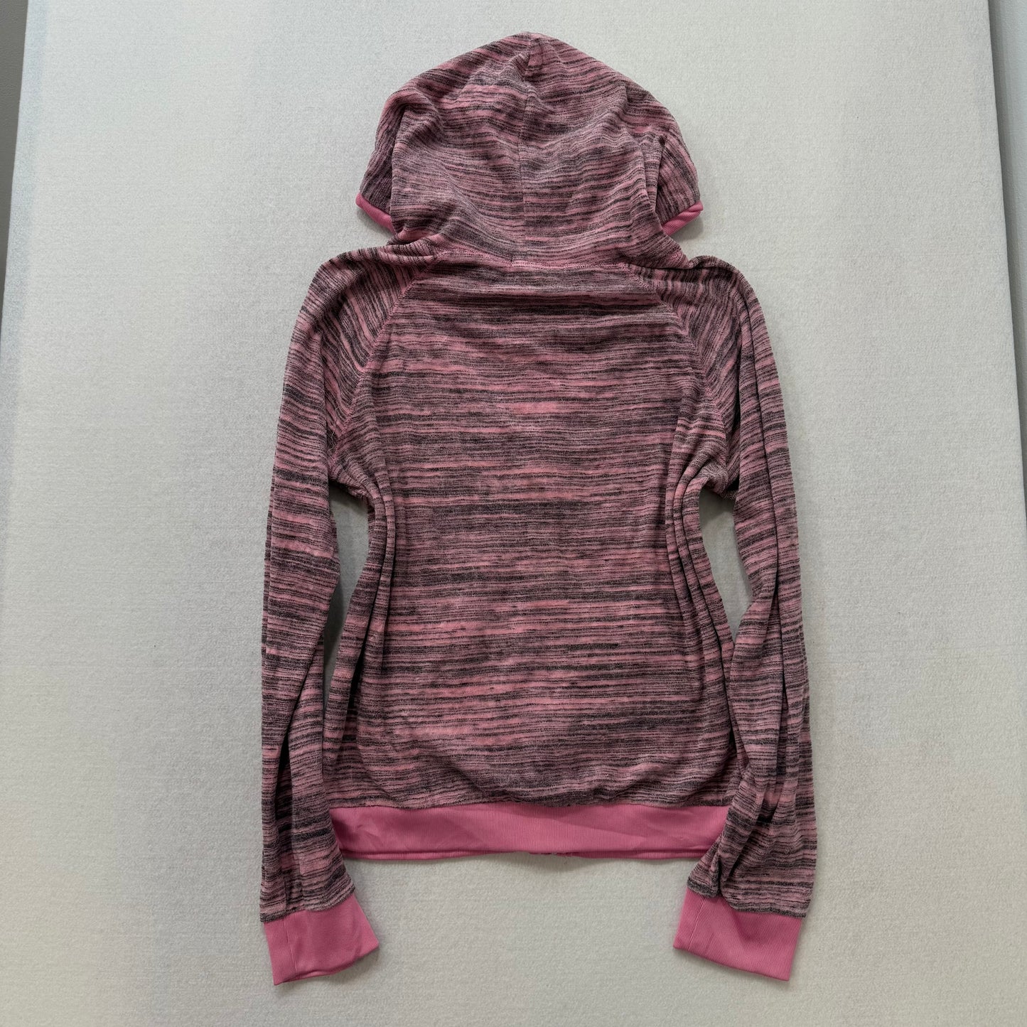 Vintage Juicy Couture Women's Heathered Pink Gray Velour Full Zip Hoodie Size L