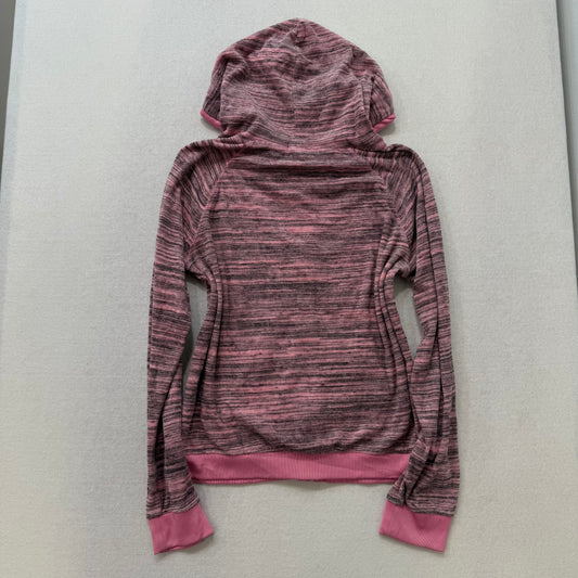 Vintage Juicy Couture Women's Heathered Pink Gray Velour Full Zip Hoodie Size L
