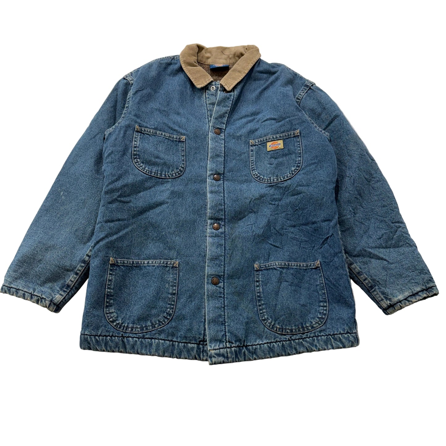 Vintage Dickies Men's Blue Corduroy Collar Denim Chore Jacket Workwear Size XL