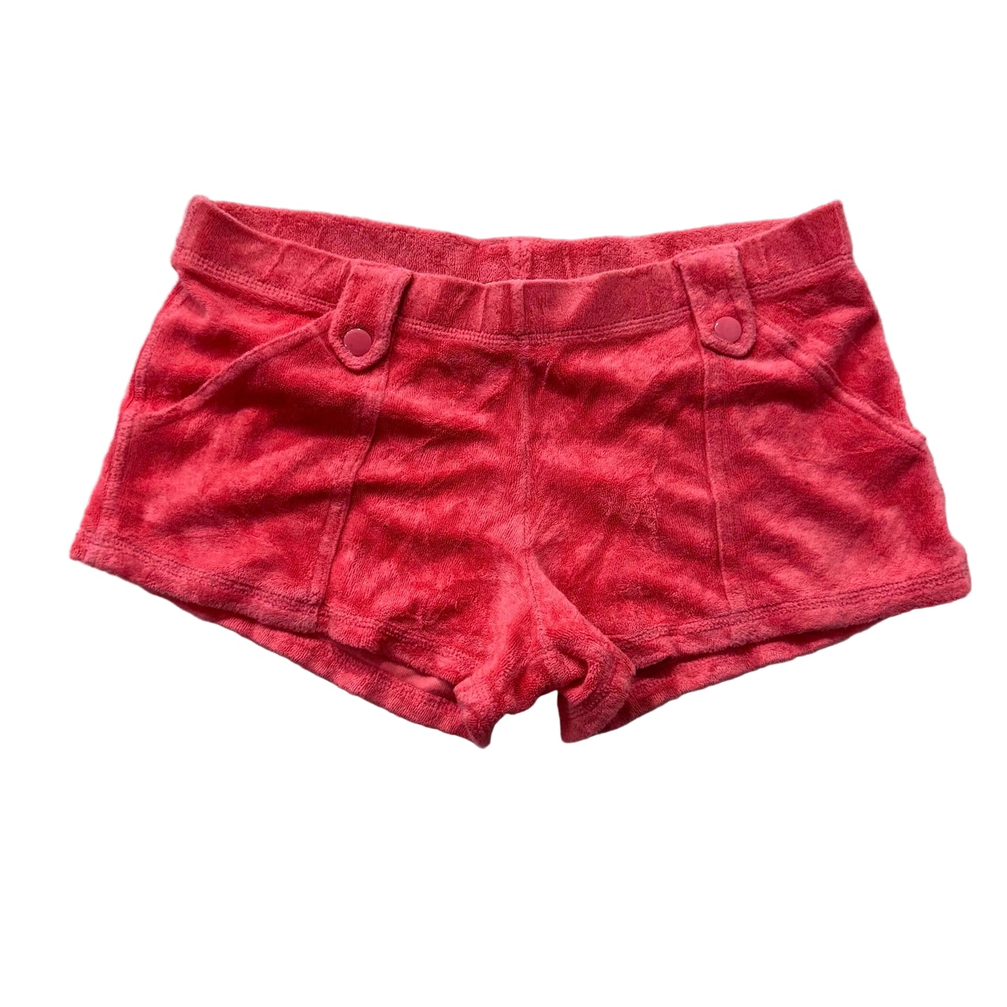 2003 Vintage Juicy Couture Kid's Red Terry Cloth Lounge Shorts Pockets Size 12