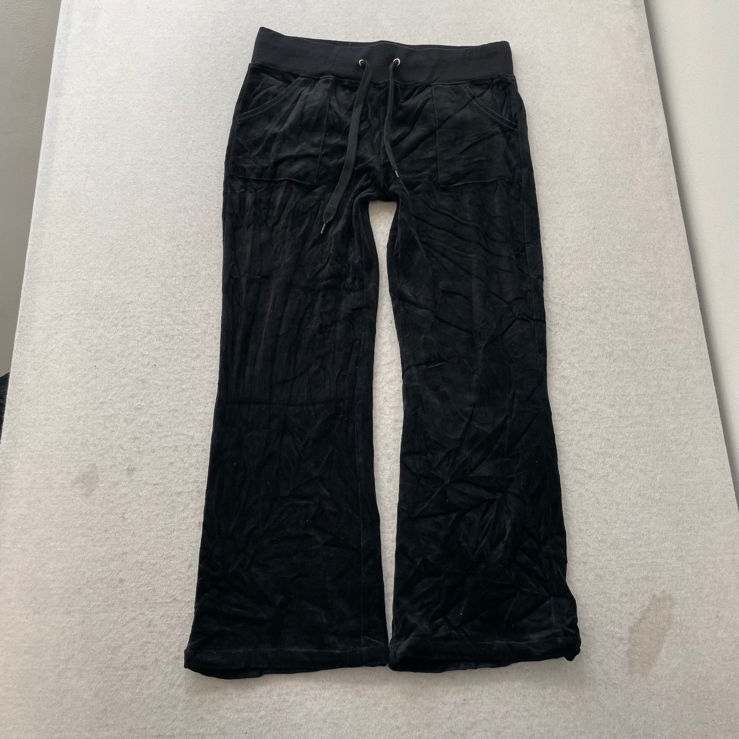 Vintage Juicy Couture Womens Black Velour Tracksuit Set Y2k Hoodie & Pant Size L