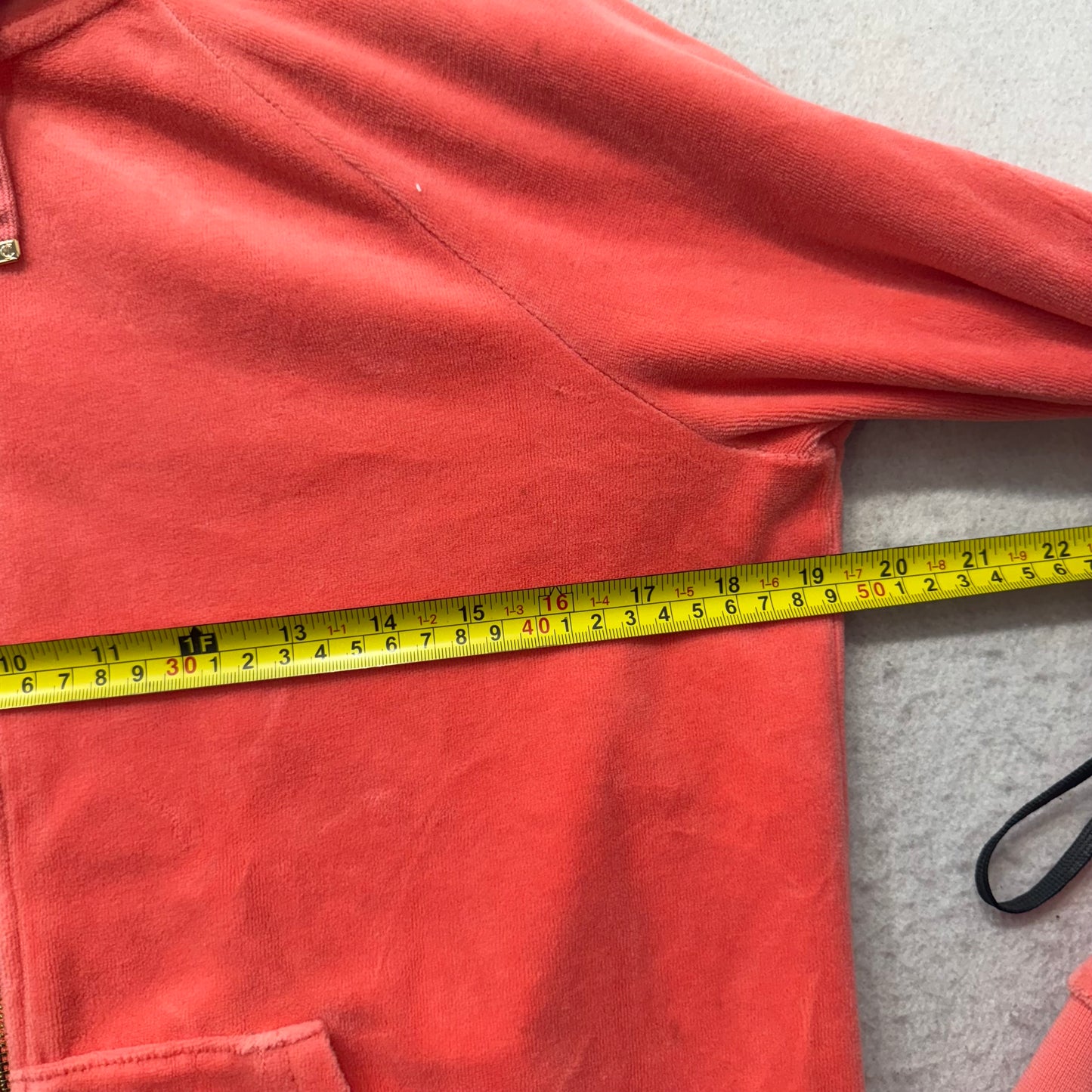 Juicy Couture “Choose Juicy” Women's Orange Velour Zip-Up Hoodie Rhinestone - S