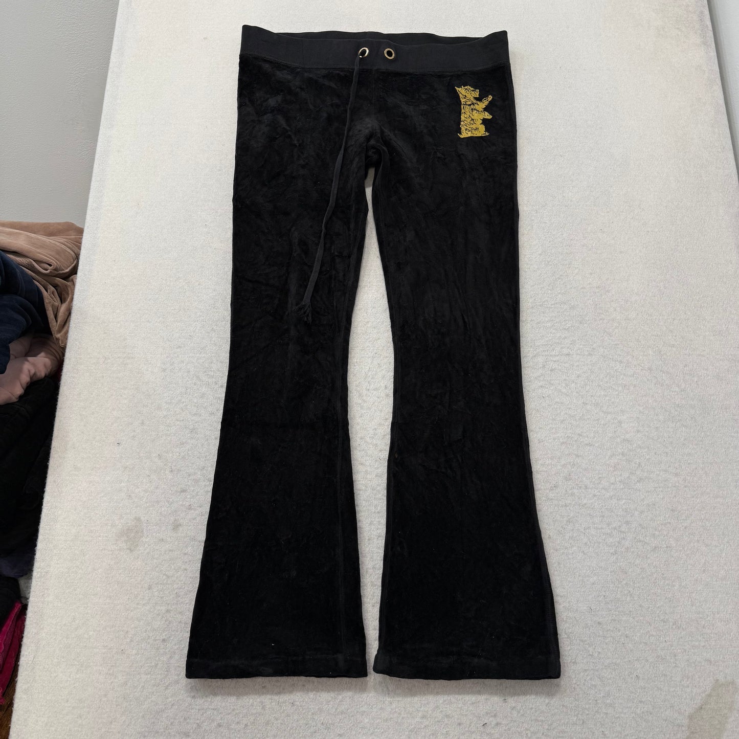 Vintage Juicy Couture Womens Black Velour Tracksuit Set Hoodie & Pant Y2k Size S
