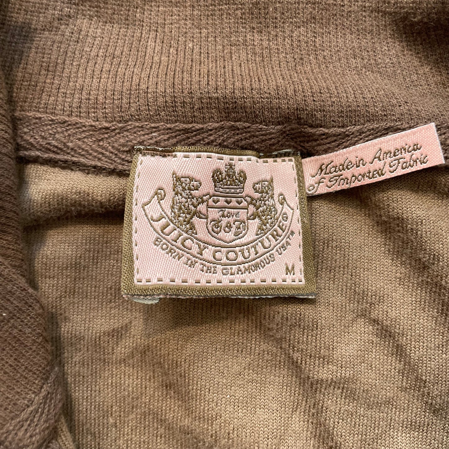 Juicy Couture Womens Brown Velour Zip-Up Track Jacket Long Sleeve Pockets Size M