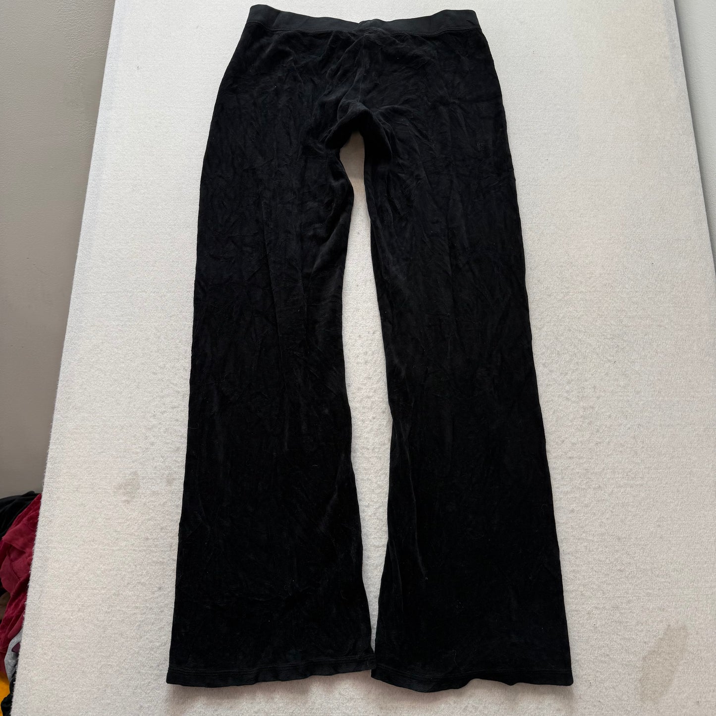 Juicy Couture Women Black Velour Flared Track Pants Drawstring Loungewear Size M