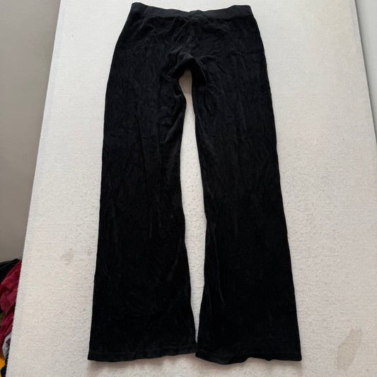 Juicy Couture Women Black Velour Flared Track Pants Drawstring Loungewear Size M