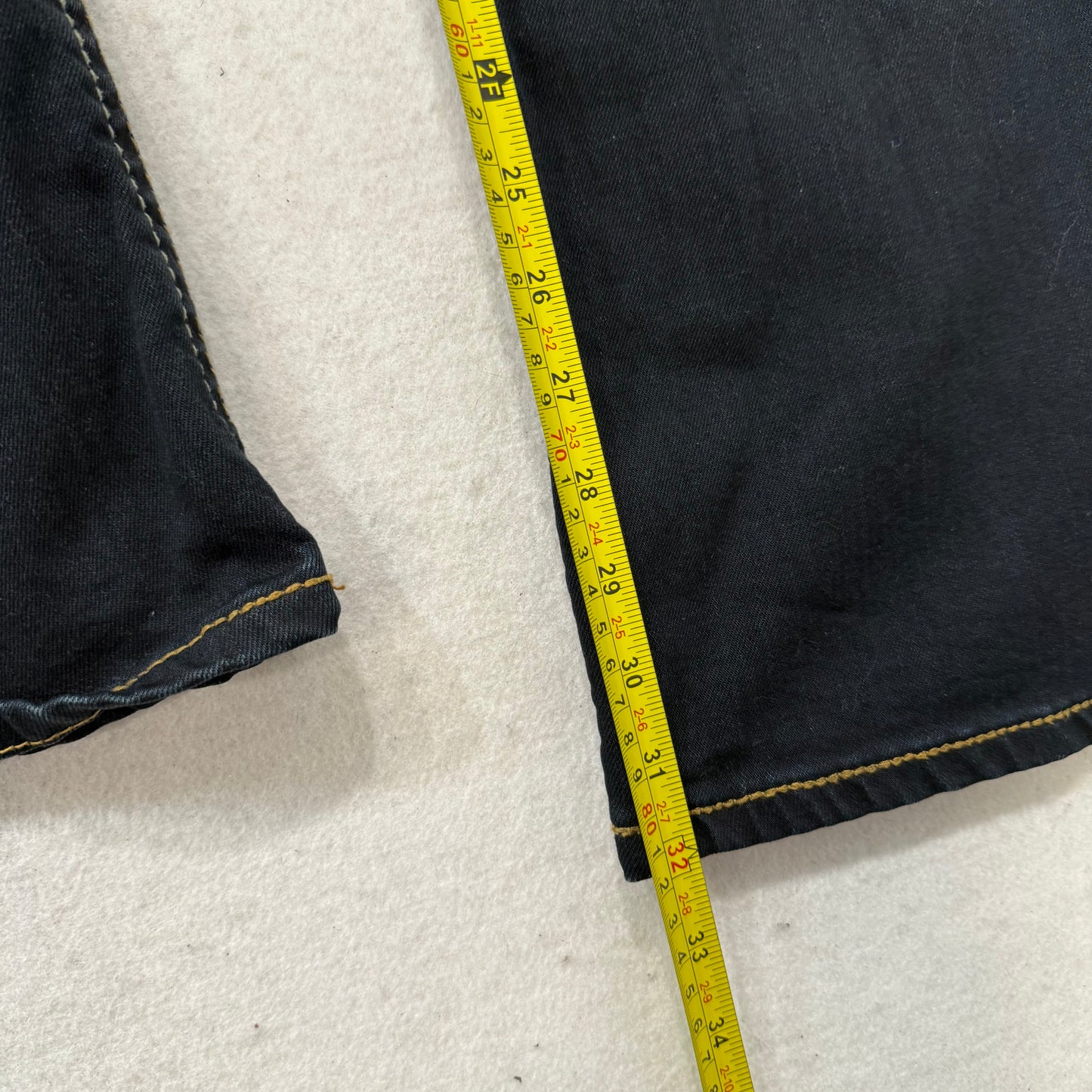 Seven7 Women's Dark Indigo Denim Bootcut Fit Jeans Contrast Stitch Waist 32