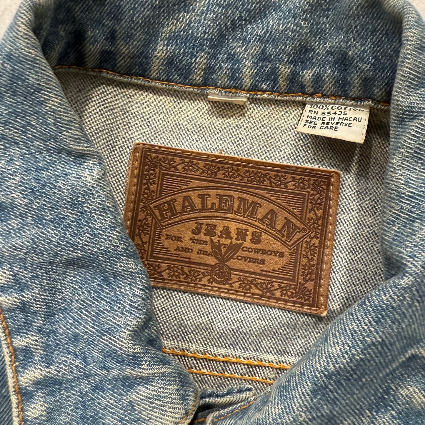 Haleman Men's Medium Blue Denim Button Up Trucker Jacket Snap Flap Pocket Size S