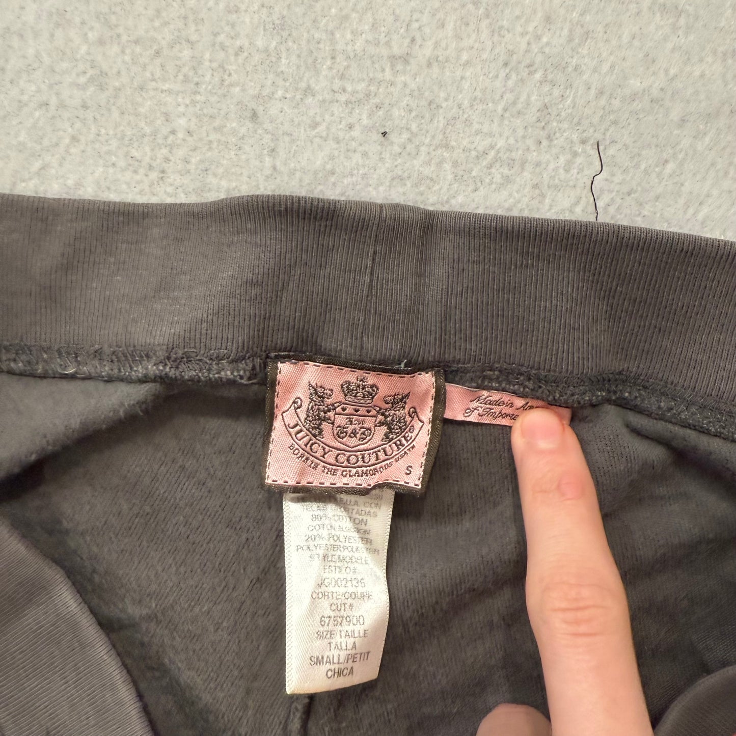 Vintage Juicy Couture Women's Dark Gray Velour Flared Track Pant Logo Y2K Size S