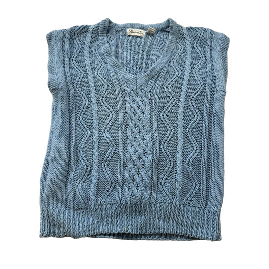 Vintage Hunters Glen Womens Blue Cable Knit Sweater Vest V-Neck Chunky Size M
