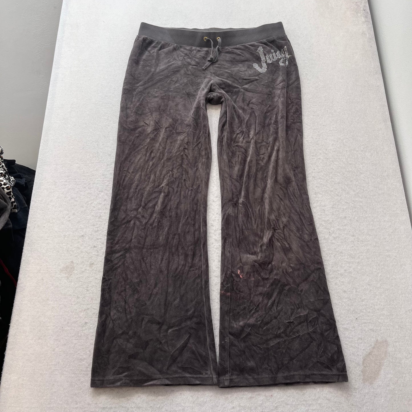 Juicy Couture Scottie Dogs Women's Charcoal Gray Velour Tracksuit Set Size M/L