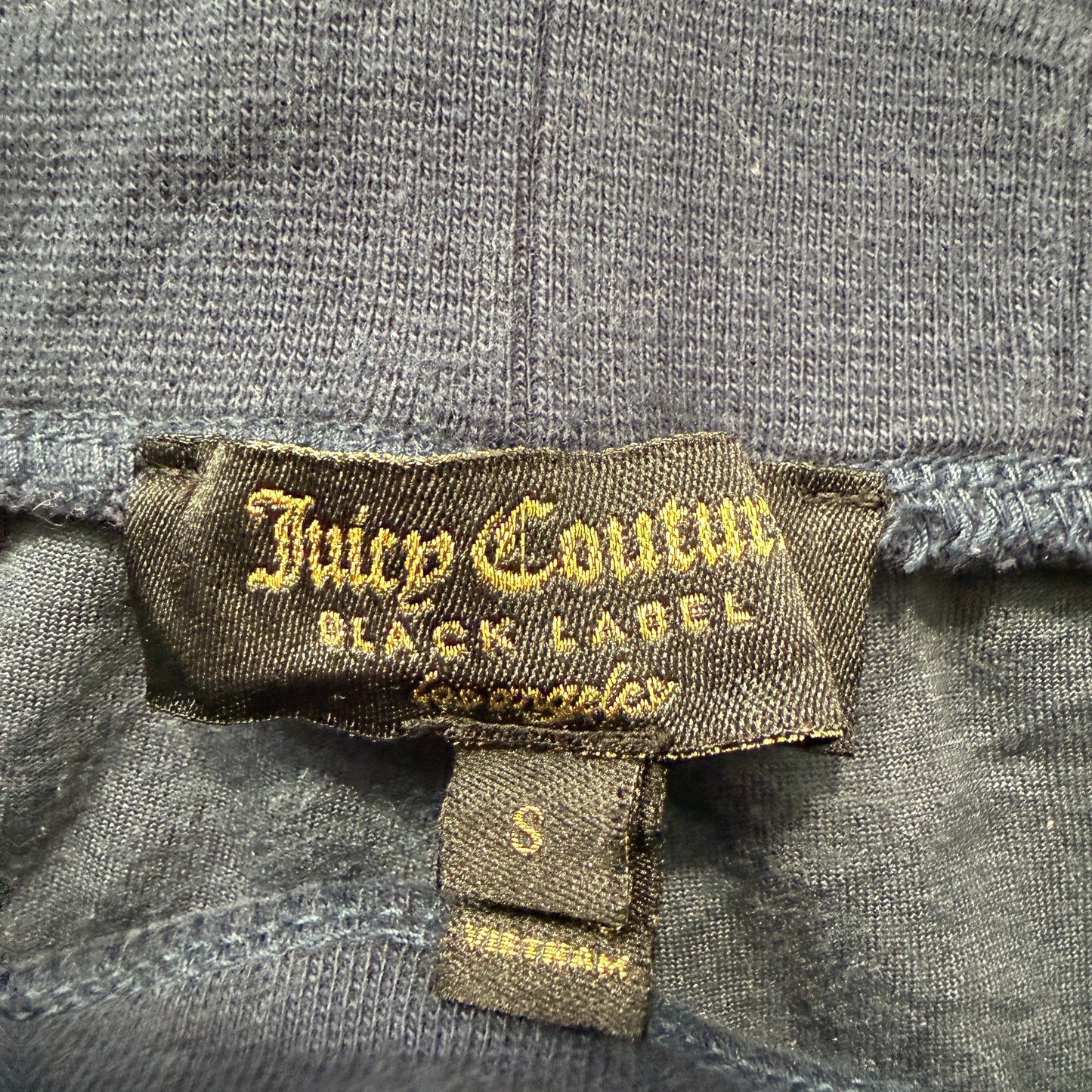 Juicy Couture Black Label Women's Navy Velour Joggers Tapered Leg Logo Size S