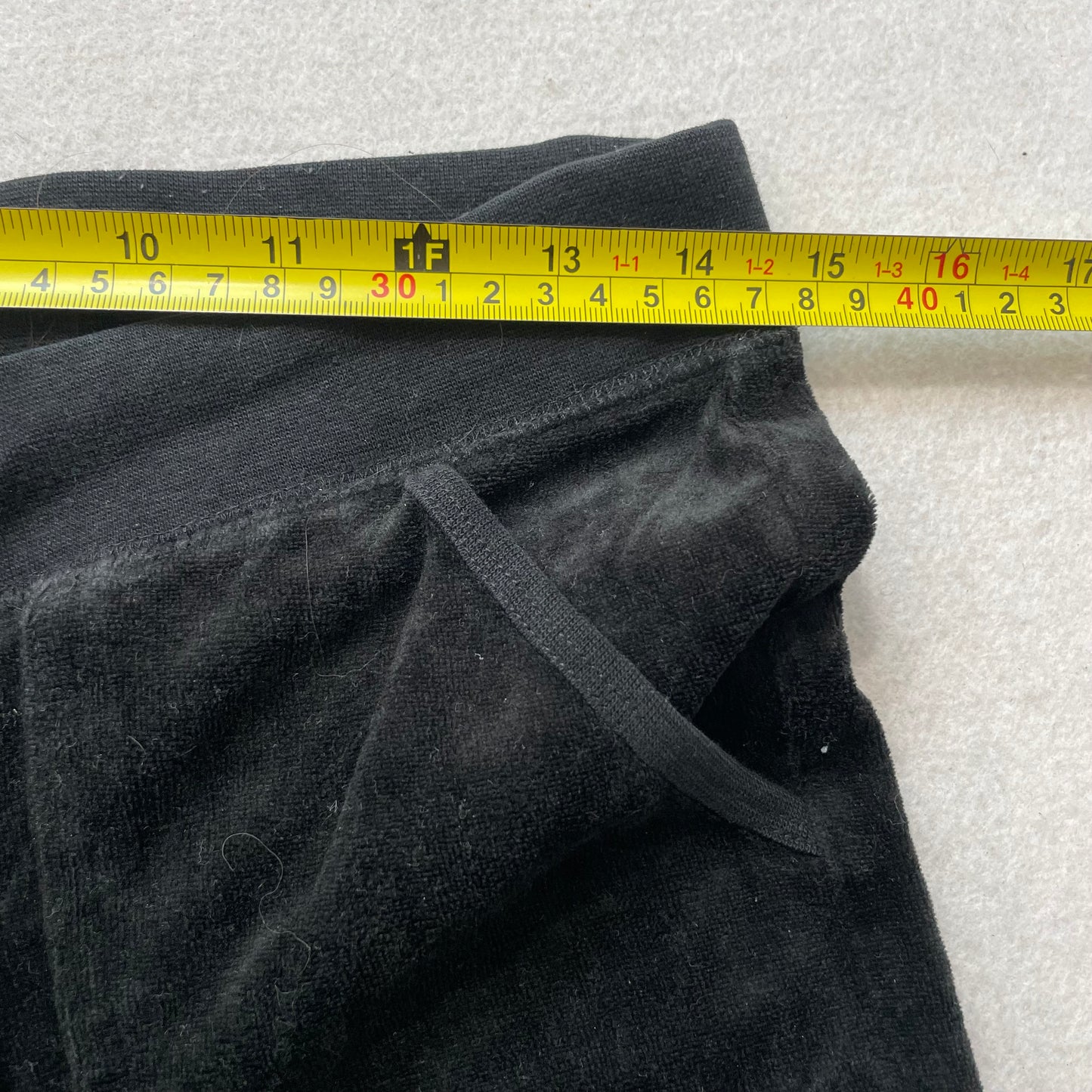 Vintage Juicy Couture Women's Jet Black Velour Flared Track Pants Pockets Size S