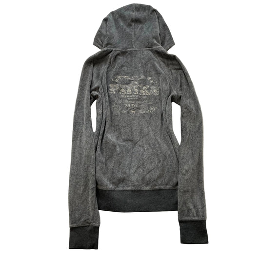 Victoria's Secret PINK 86 Tour Women Gray Velour Zip-Up Hoodie Loungewear Size M