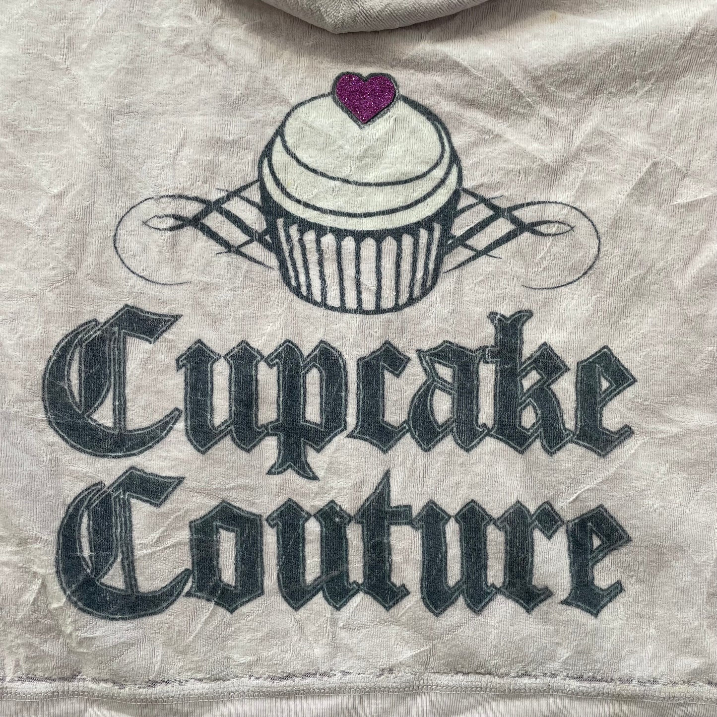 Juicy Couture Cupcake Couture Women's Baby Pink Velour Zip-Up Hoodie Y2k Size M