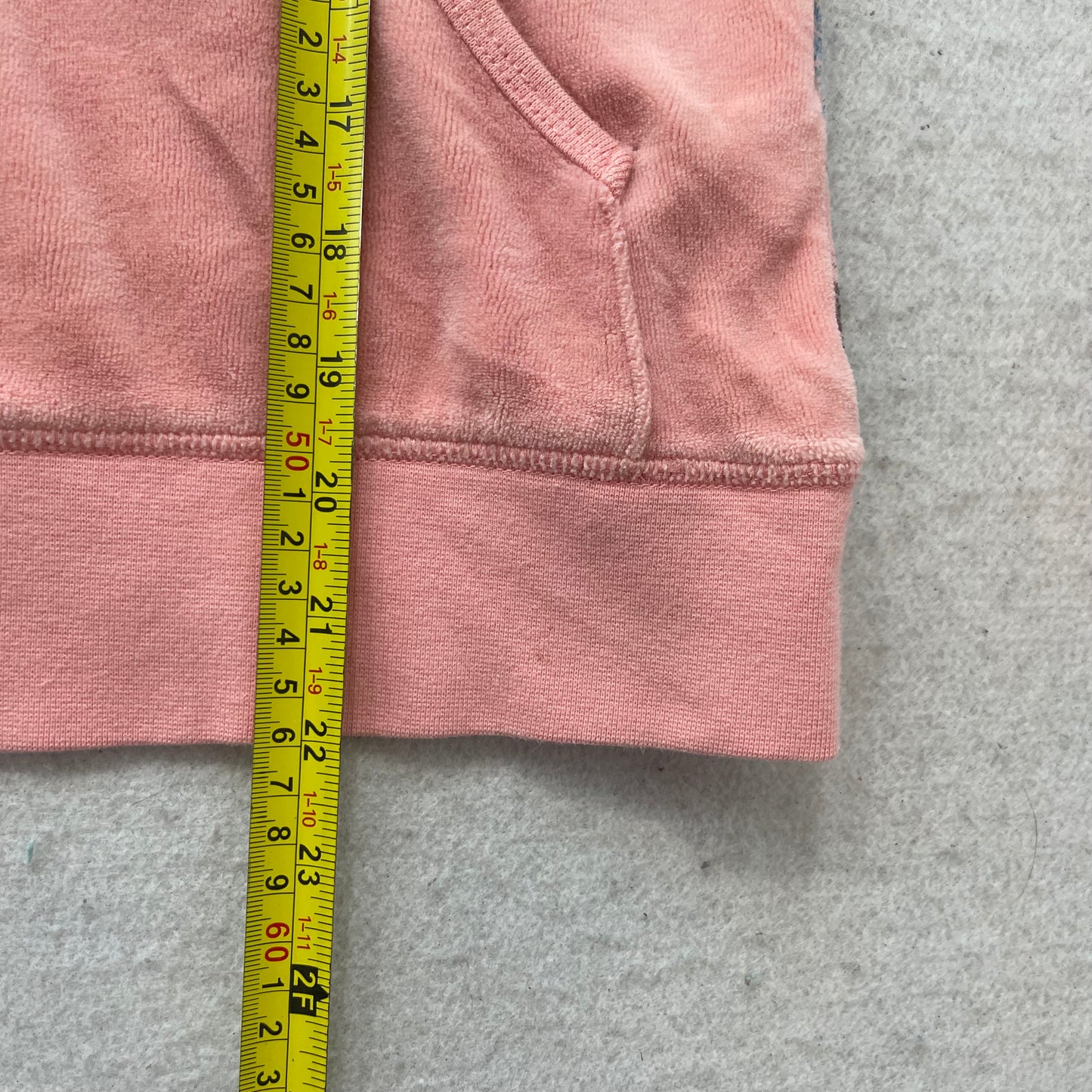 Juicy Couture Women's Coral Pink Velour Zip Up Hoodie Abstract Landscape Size XL