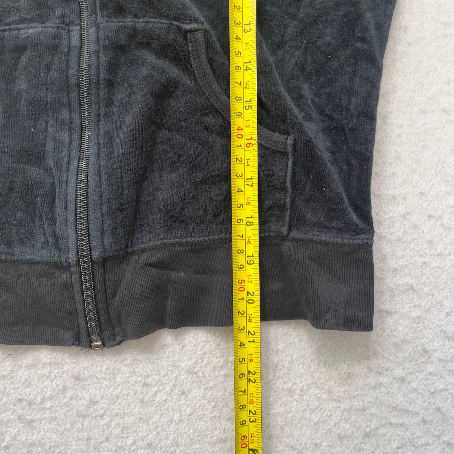 Vintage Juicy Couture Women's Charcoal Velour Tracksuit Set Hoodie & Pant Size S