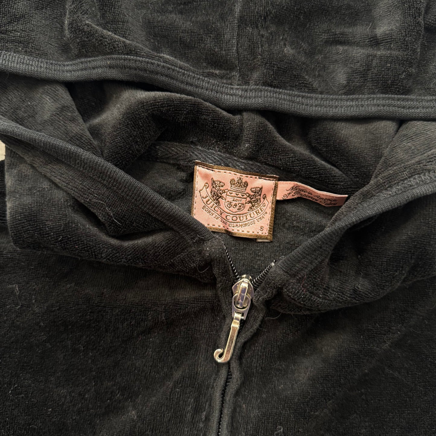 Vintage Juicy Couture Scottie Dogs Womens Black Velour Tracksuit Set Logo Size S