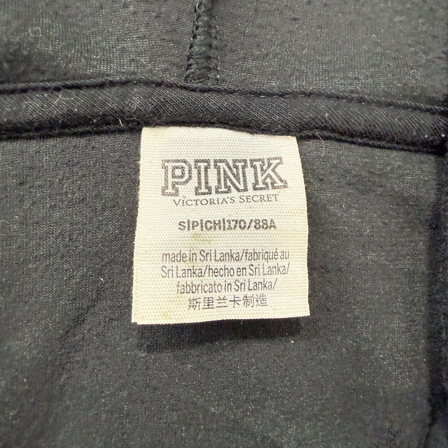Victoria's Secret PINK Women's Black Velour Zip-Up Hoodie Loungewear Pockets - S