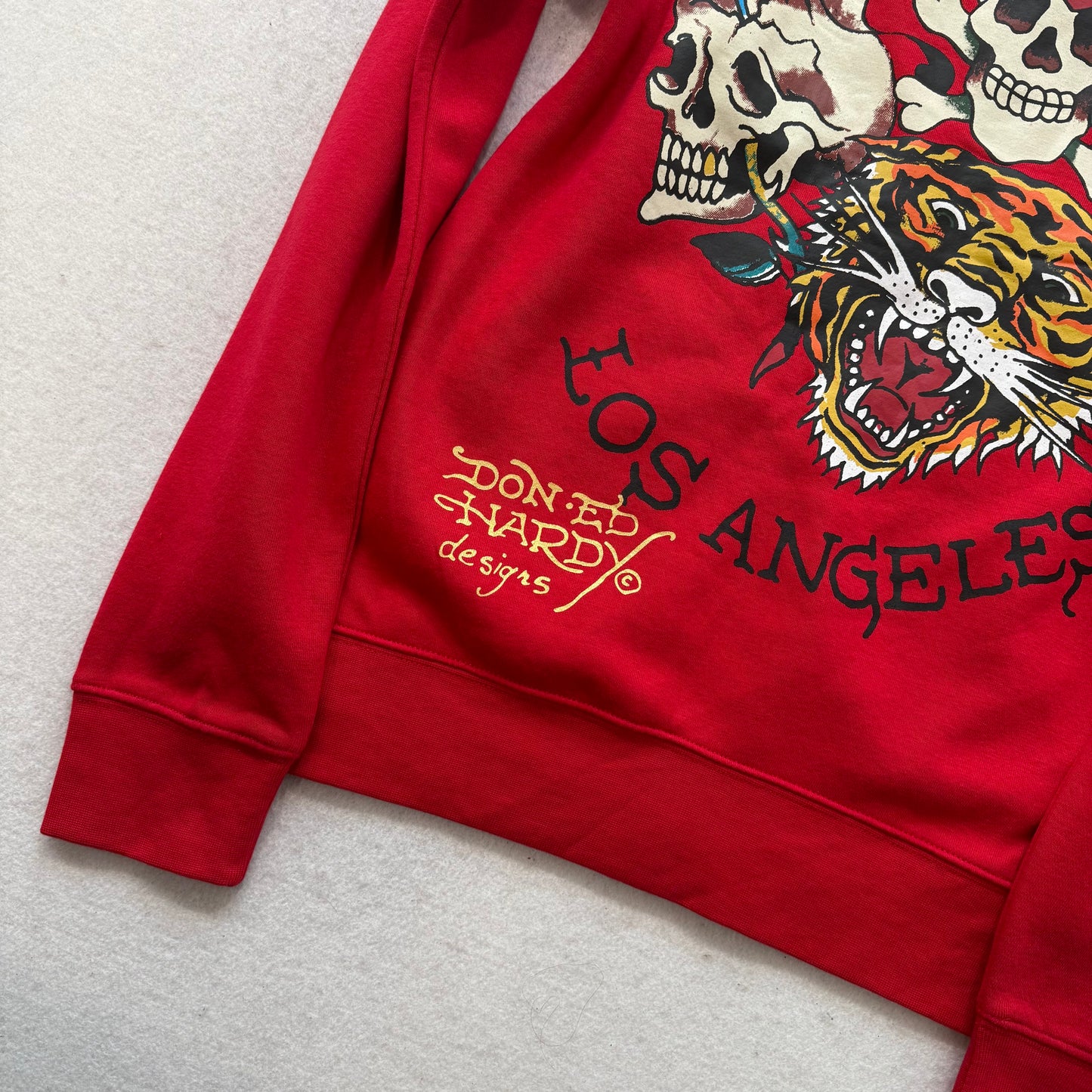 ED HARDY “Rose Dagger” CHERRY RED FITTED ZIP UP HOODIE