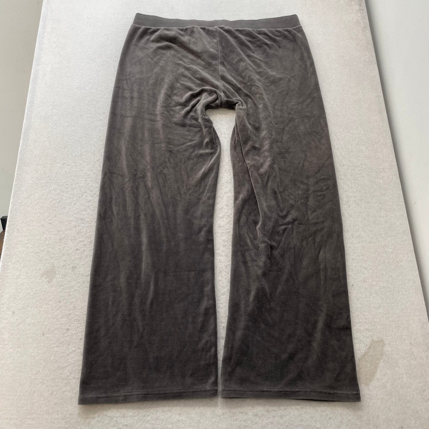 Juicy Couture Women's Charcoal Gray Velour Flared Track Pants Drawstring Size XL