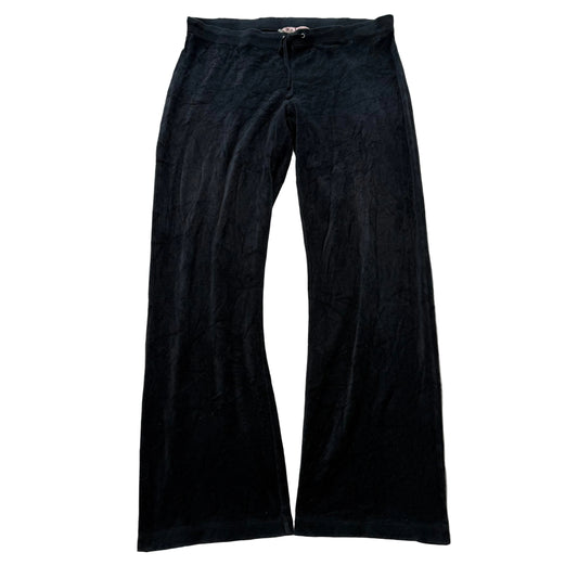 Vintage Juicy Couture Women's Black Velour Flared Track Pant Loungewear Size L