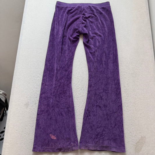 Juicy Couture Women's Amethyst Velour Flared Track Pant Loungewear Logo Size XL