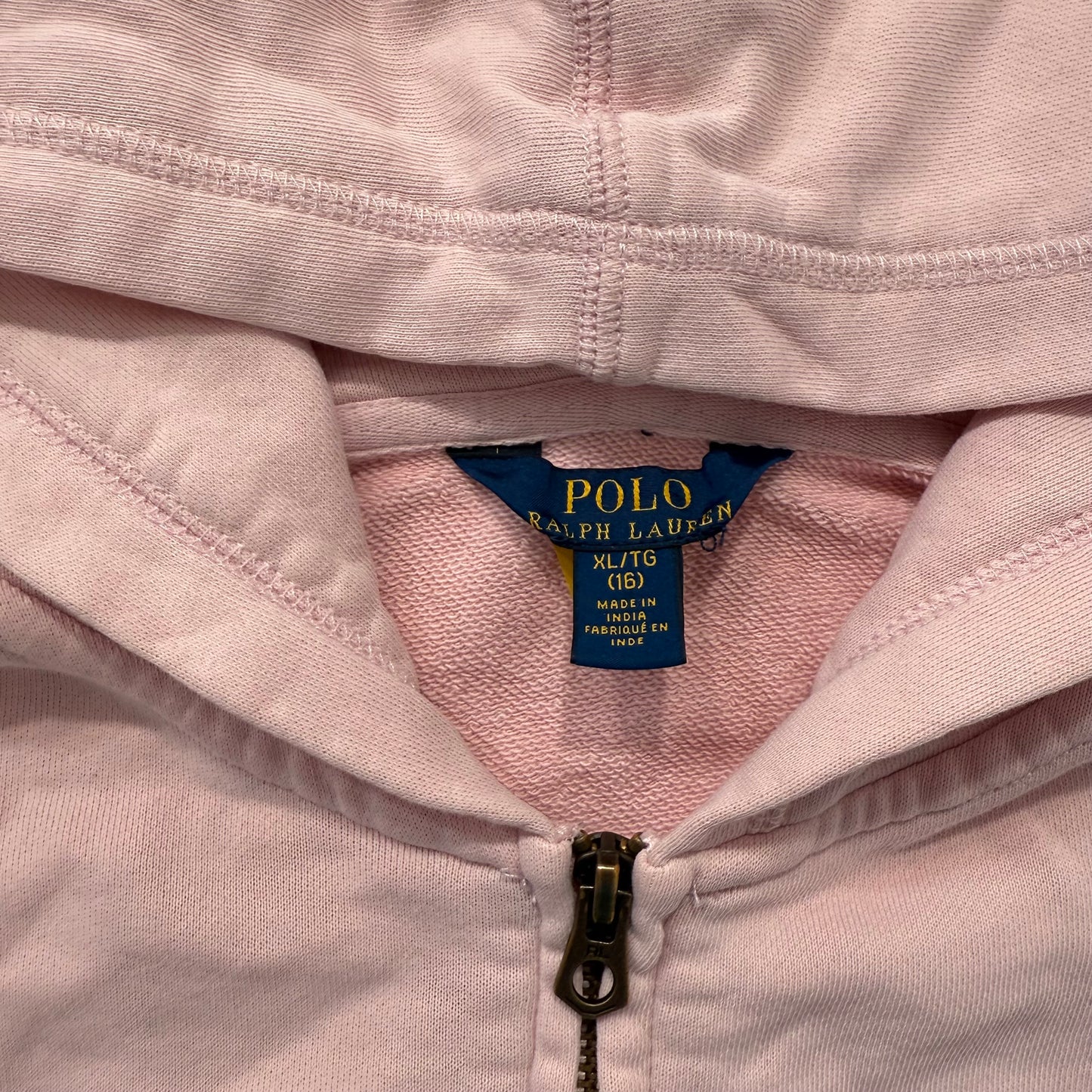 Polo Ralph Lauren Womens Pink Full Zip Hoodie Signature Embroidered Logo Size XL