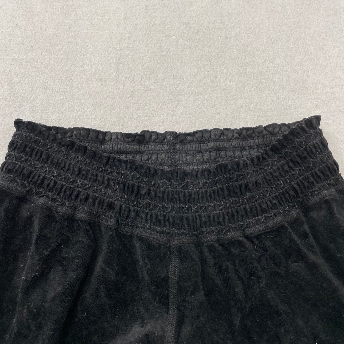 Vintage Juicy Couture Women's Black Velour Wide Track Pant Elastic Waist Size L