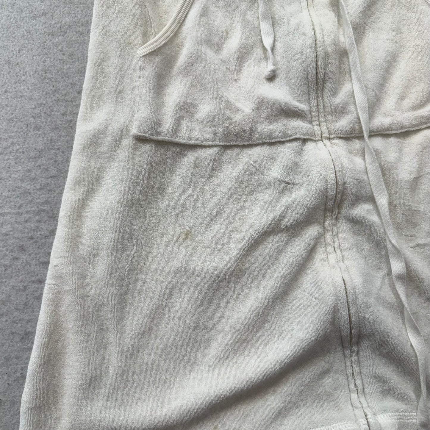 Vintage Victoria's Secret PINK Women Cream Terry Cloth Zip-Up Long Hoodie Size S