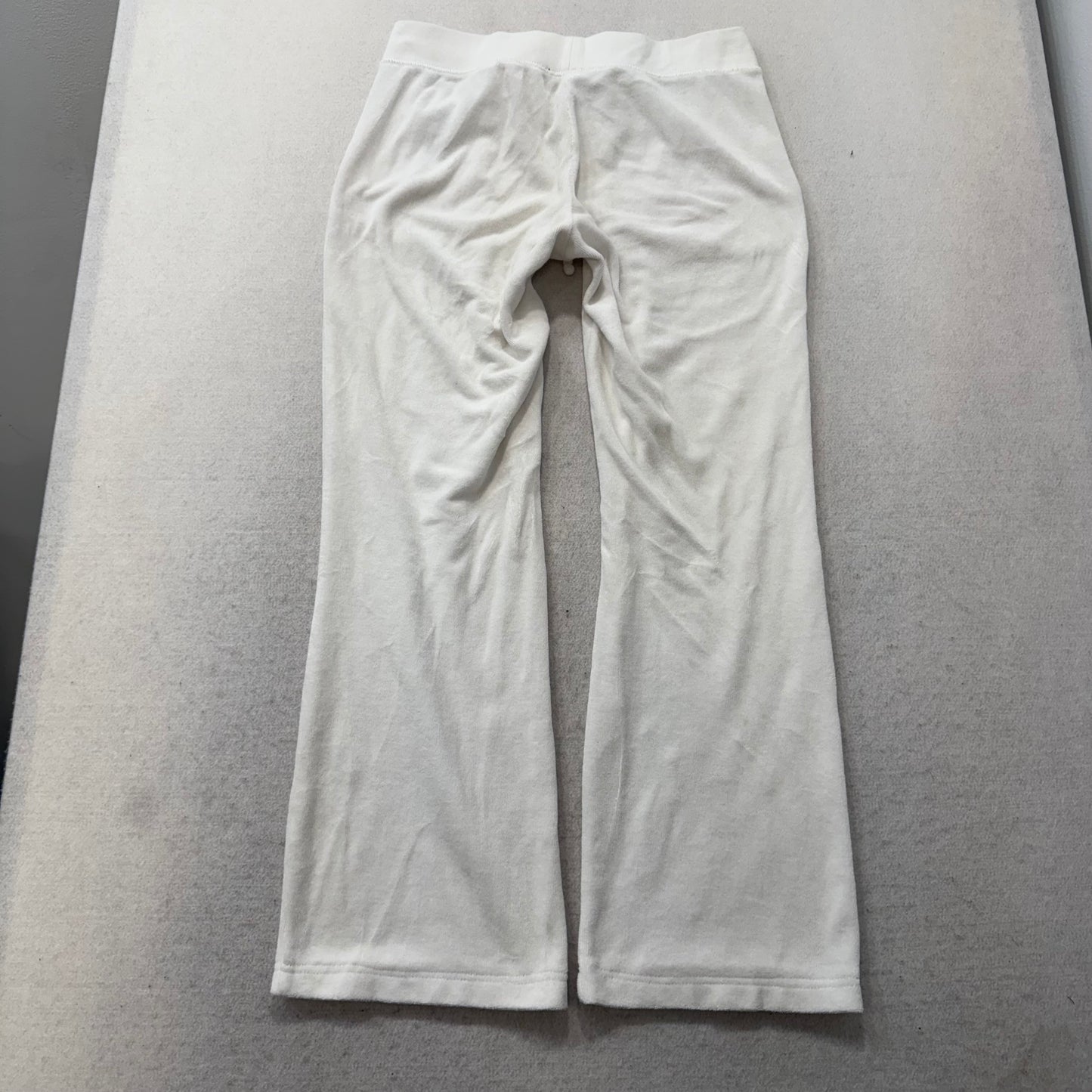 Juicy Couture White Terrycloth Tracksuit Set Zip Up Hoodie & Flared Pant Size S
