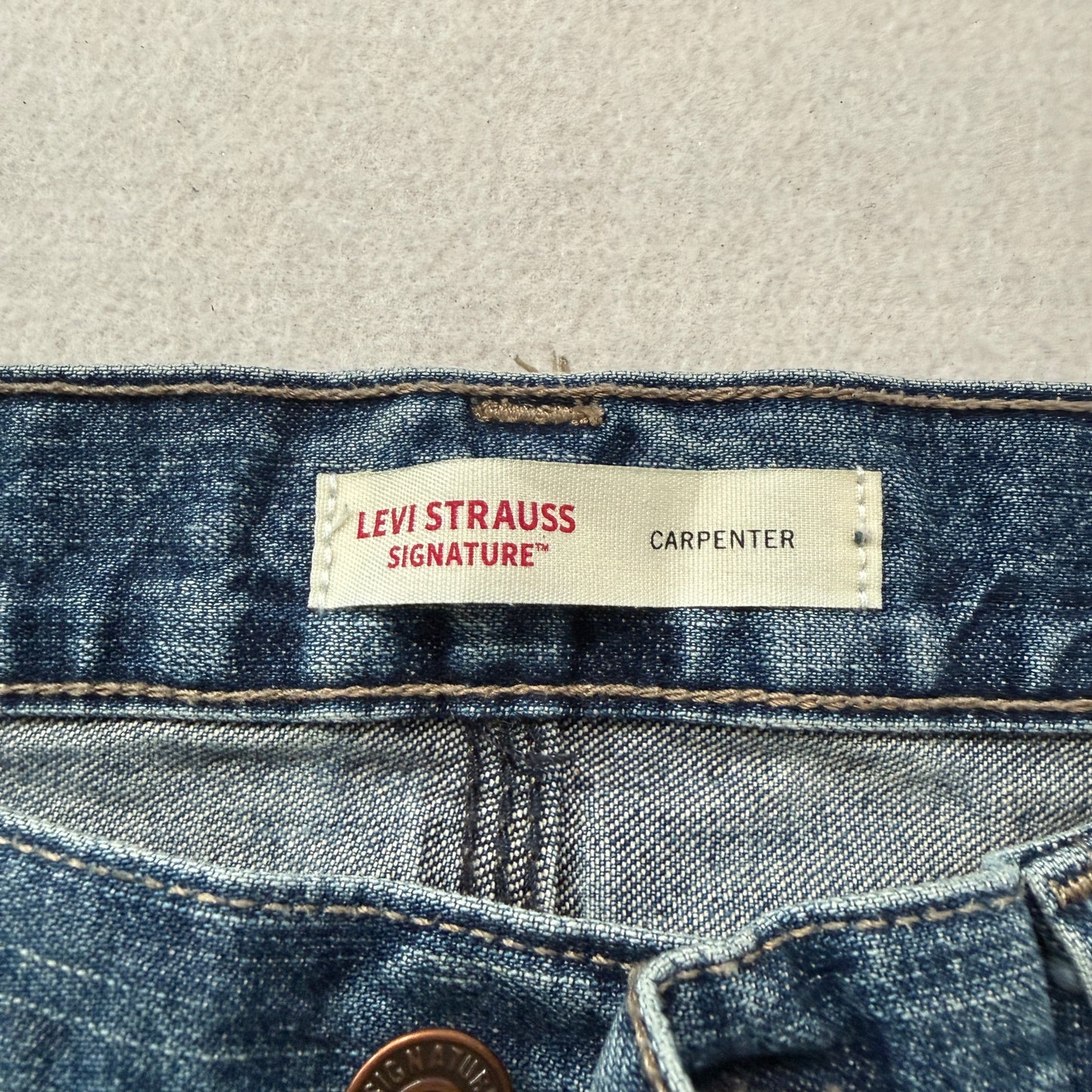 Levi Strauss Signature Men's Blue Denim Carpenter Jeans Pockets Size W32xL32