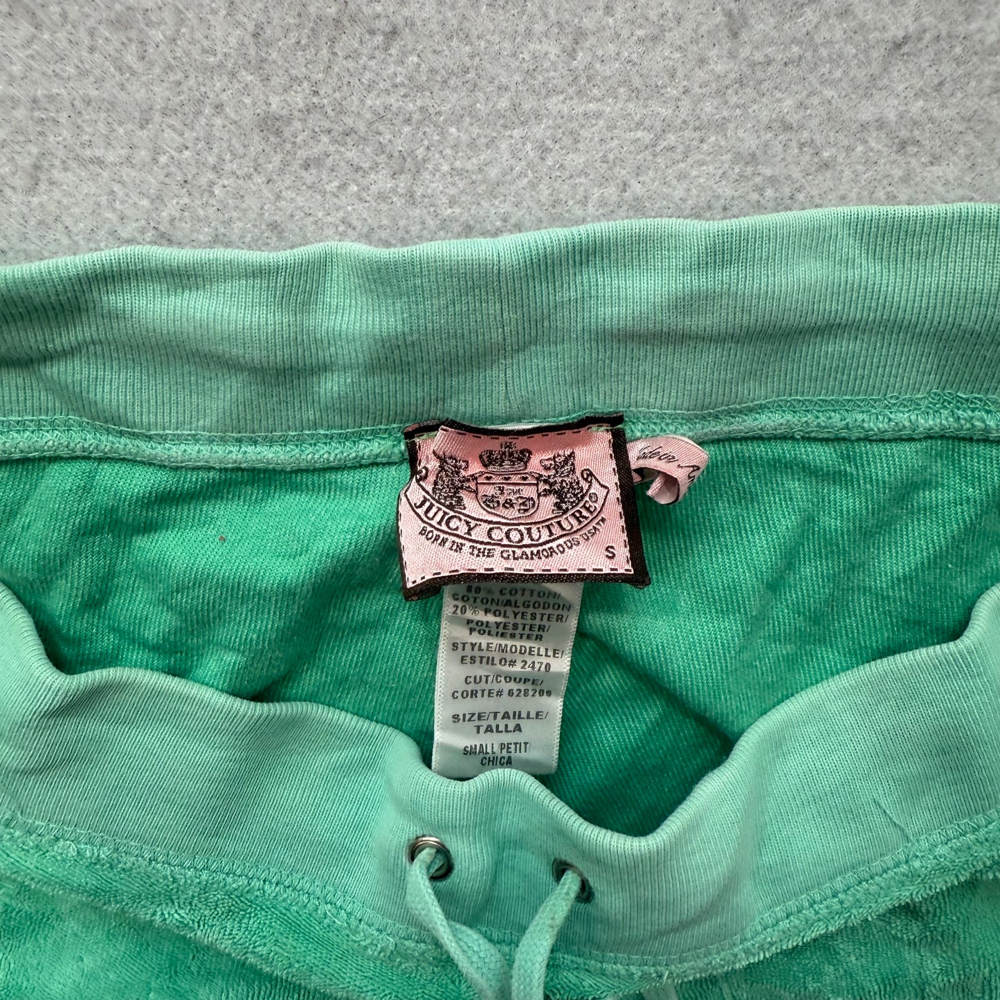 Vintage Juicy Couture Women's Mint Green Terry Cloth Flared Track Pants Size S
