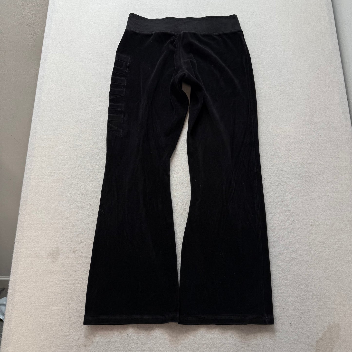 PINK Victoria's Secret Women's Jet Black Velour Flared Leg Track Pants Size S