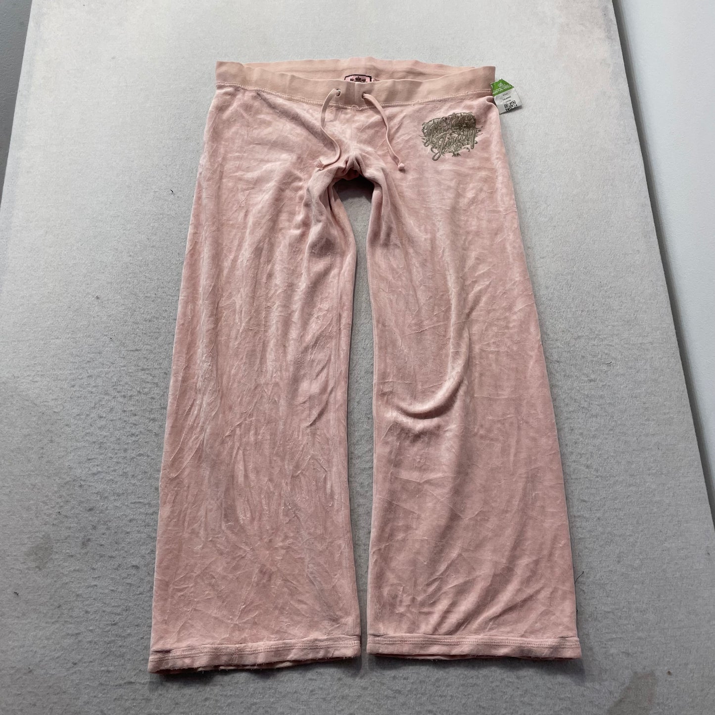 Juicy Couture Women's Light Pink Velour Tracksuit Set Hoodie & Flare Pant Size M