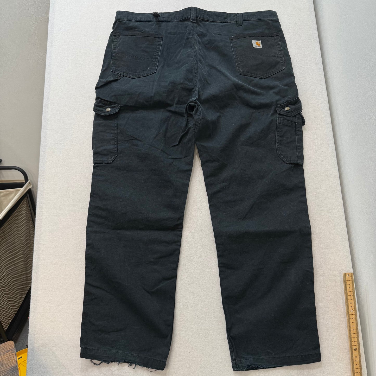 Carhartt B342 Black Duck Canvas Cargo Work Pants Straight Leg Utility Pocket Size 44x32