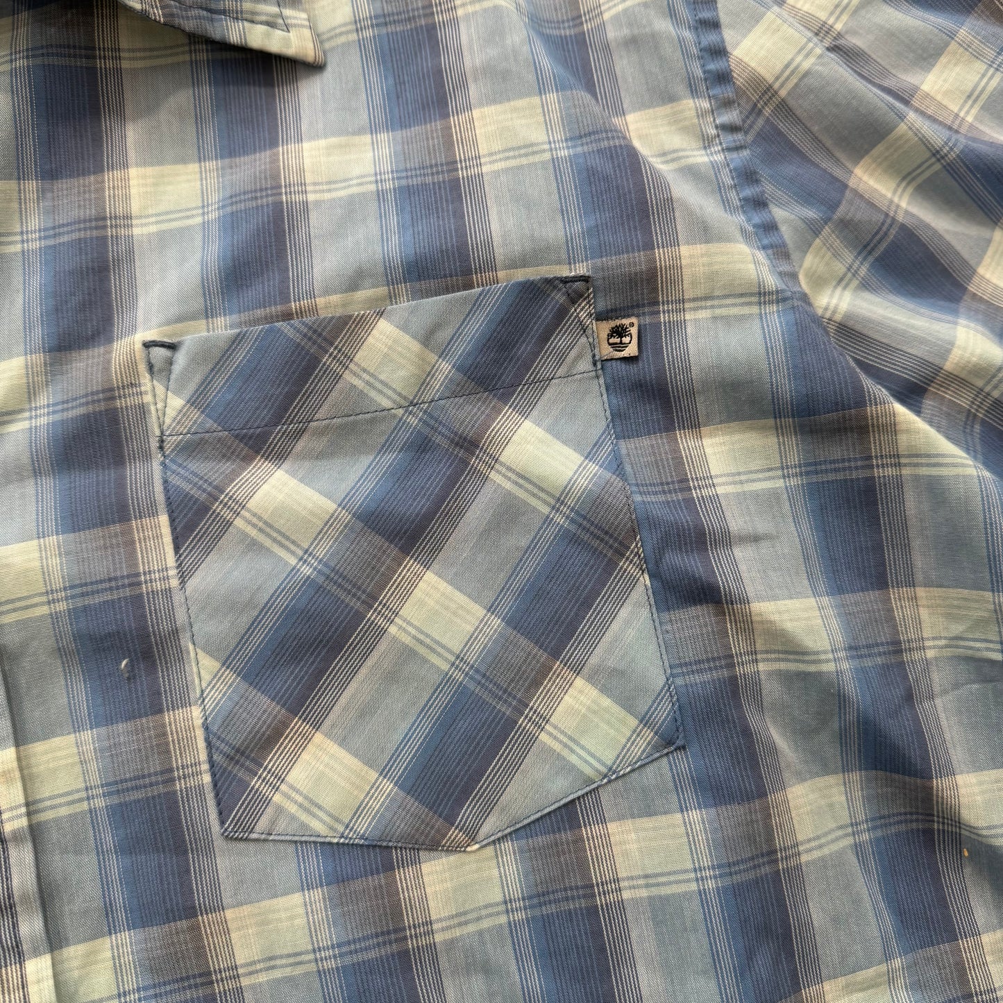Timberland Blue Plaided Button-Down Shirt Short-Sleeve Casual Fit Size XL