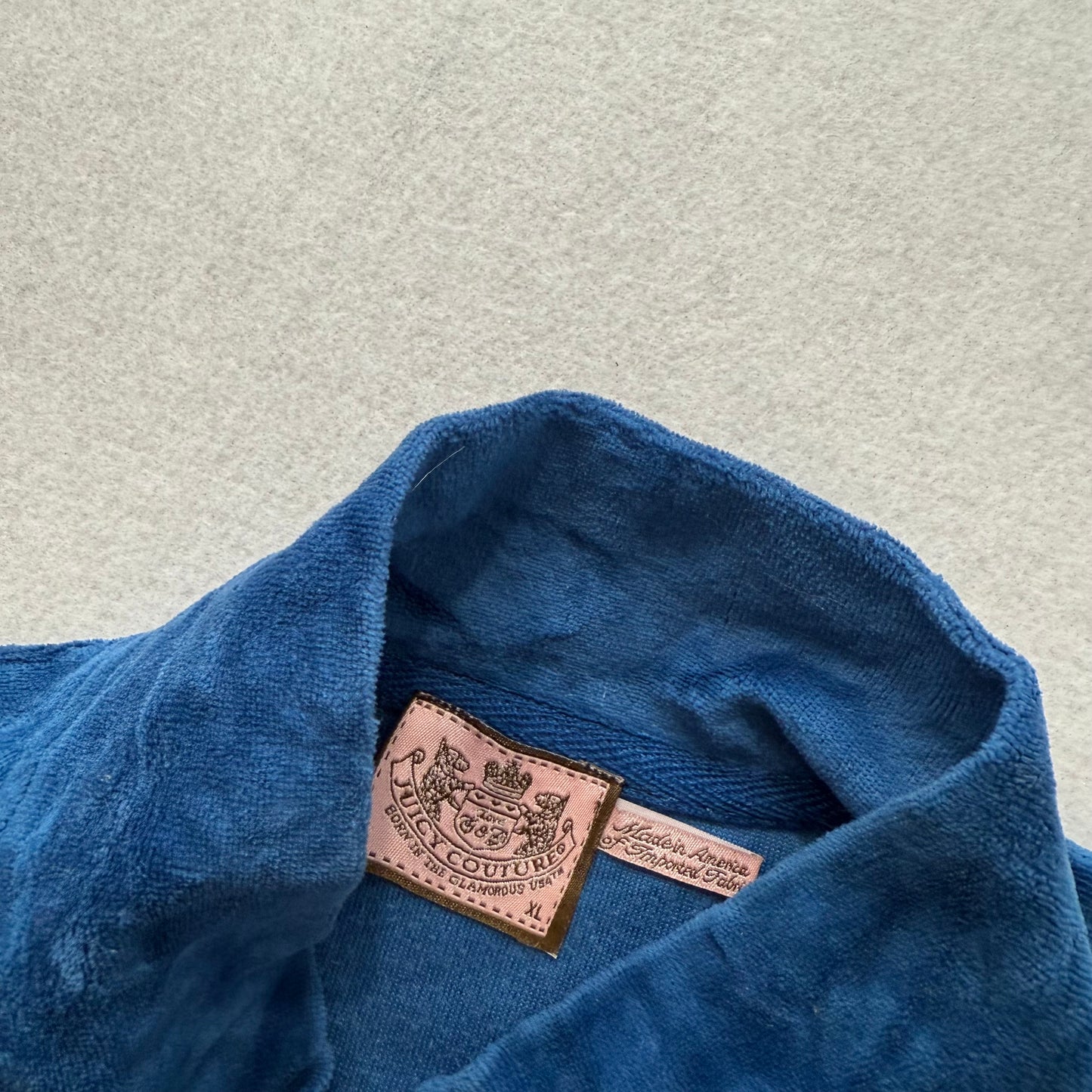 Juicy Couture Women's Blue Velour Full Zip Track Jacket Loungewear Y2k Size XL