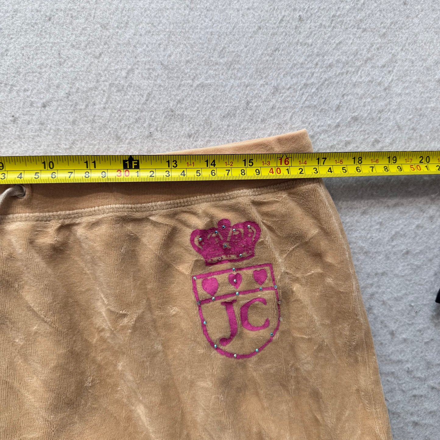 Vintage Juicy Couture Women's Beige Velour Tracksuit Set Crown Graphic Size XL/L