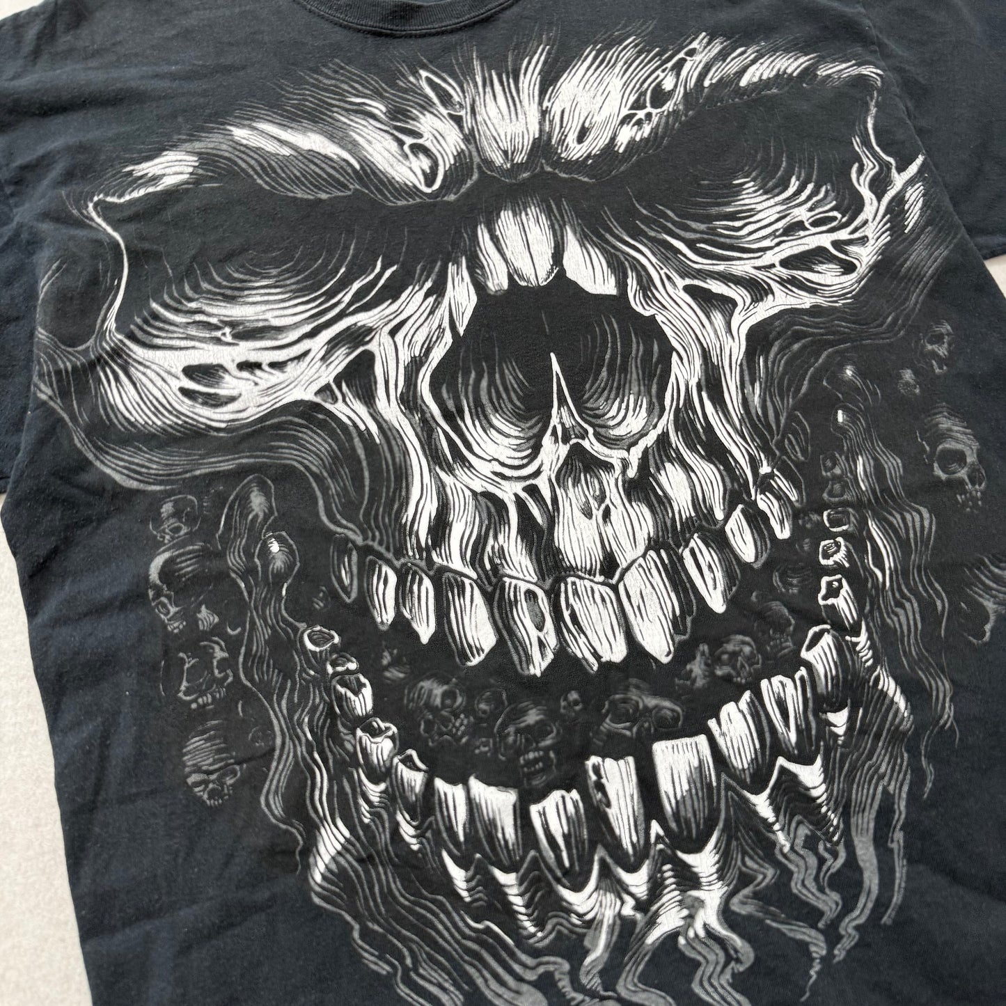 Hot Leathers Men's Black Cotton T-Shirt Shredder Skull Jumbo Print Size XL