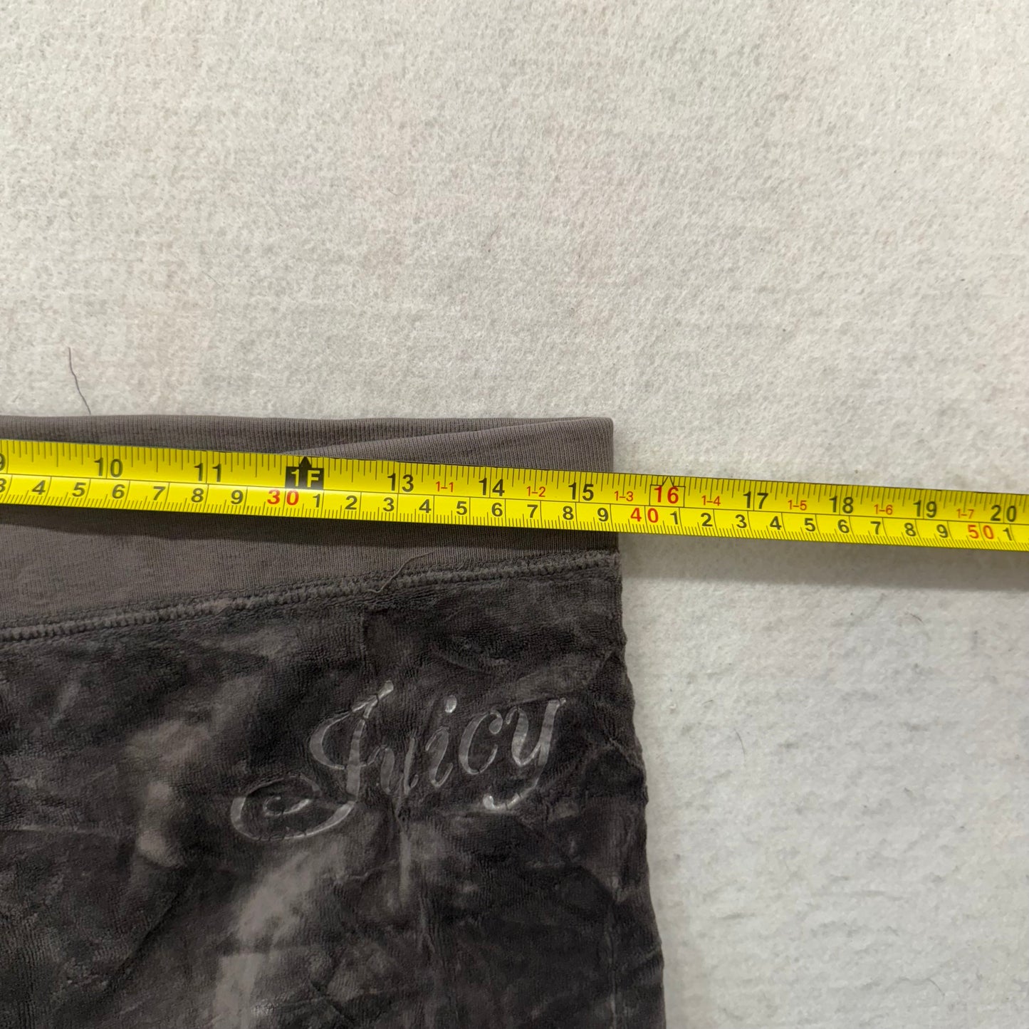 Vintage Juicy Couture Women's Dark Gray Velour Flared Track Pant Logo Y2K Size S