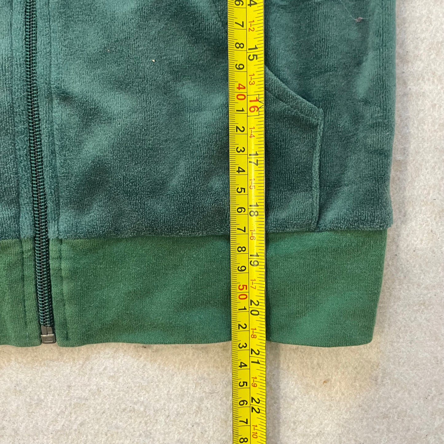 Vintage Juicy Couture Women Emerald Green Velour Zip-Up Hoodie Loungewear Size S