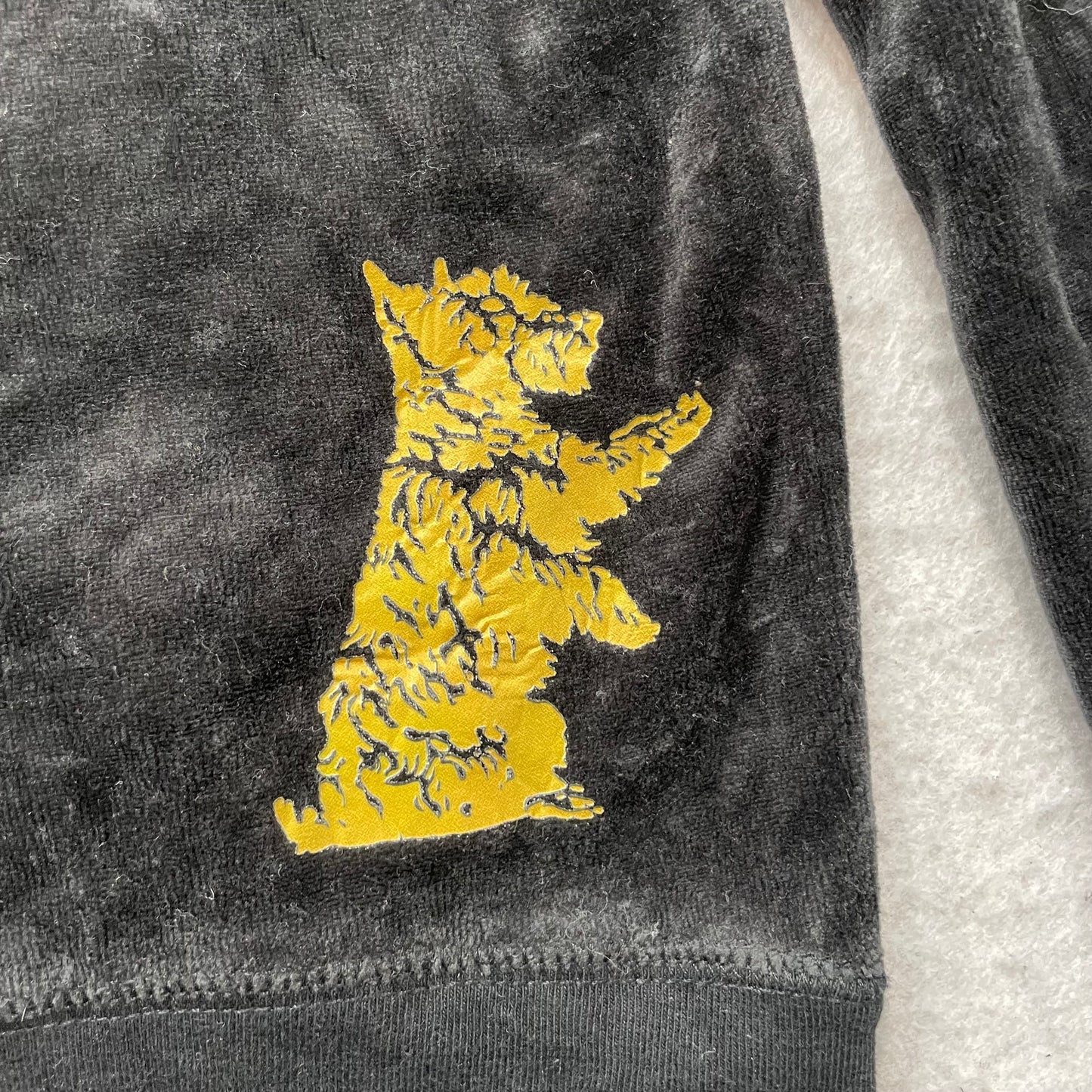 Vintage Juicy Couture Women's Black Velour Zip-Up Hoodie Scottie Dog Logo Size S