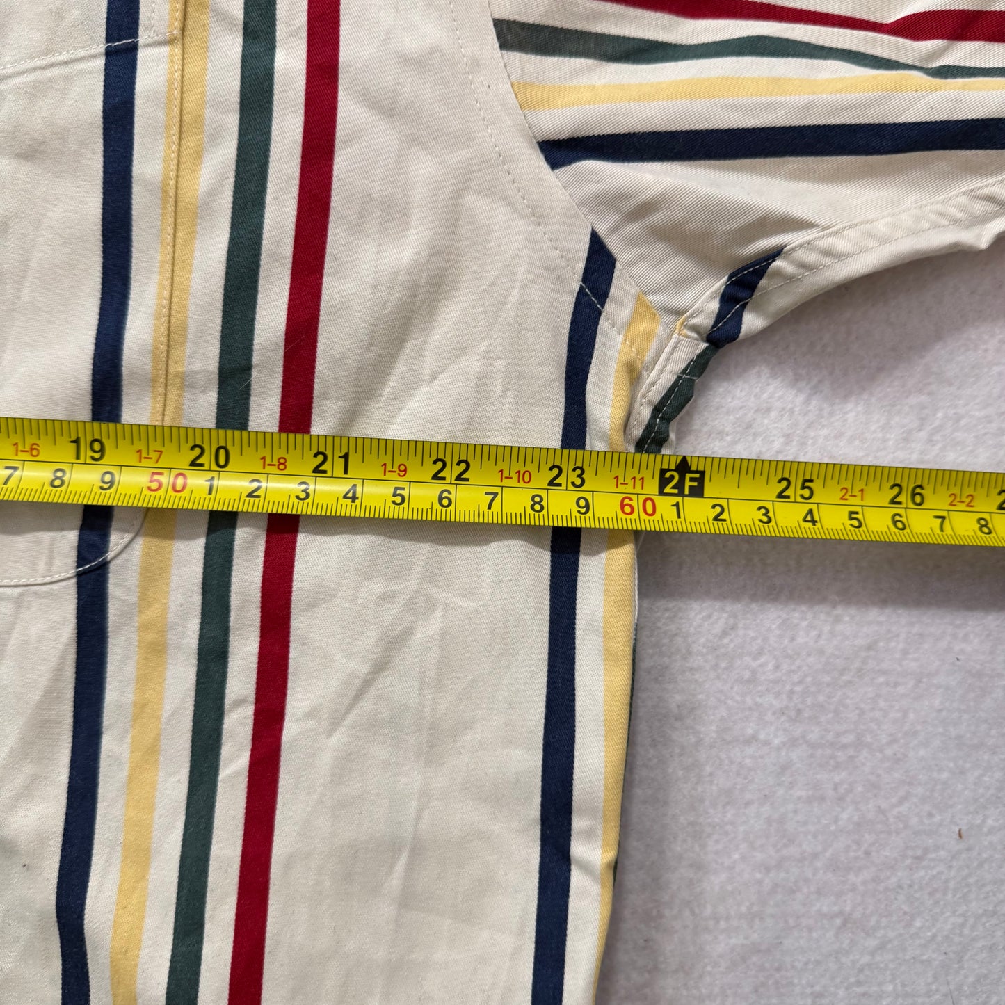 Tommy Hilfiger Cream Stripes 100% Cotton Short Sleeves Button-Down Shirt Size M