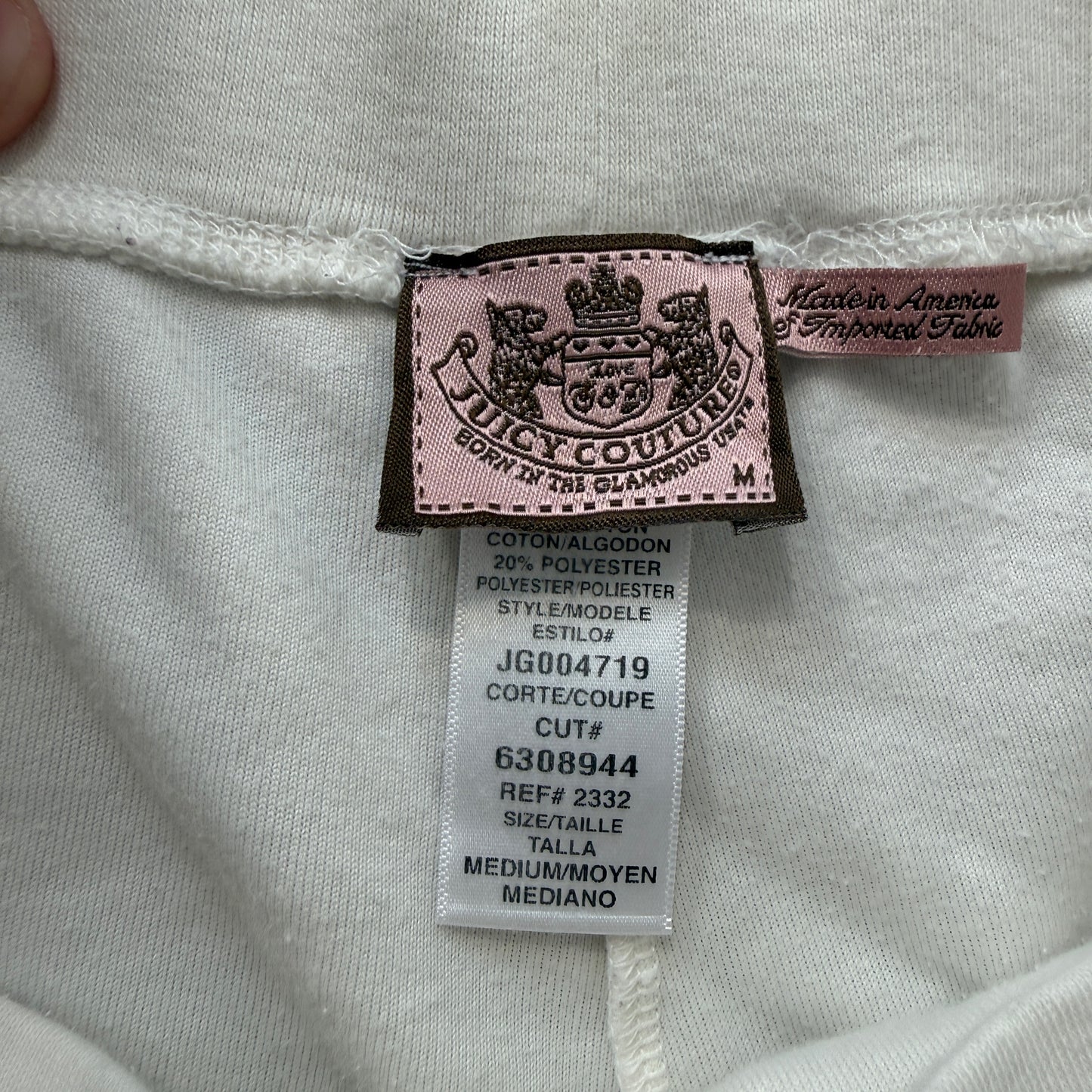 Juicy Couture Womens White Velour Flared Track Pant Drawstring Rhinestone Size M