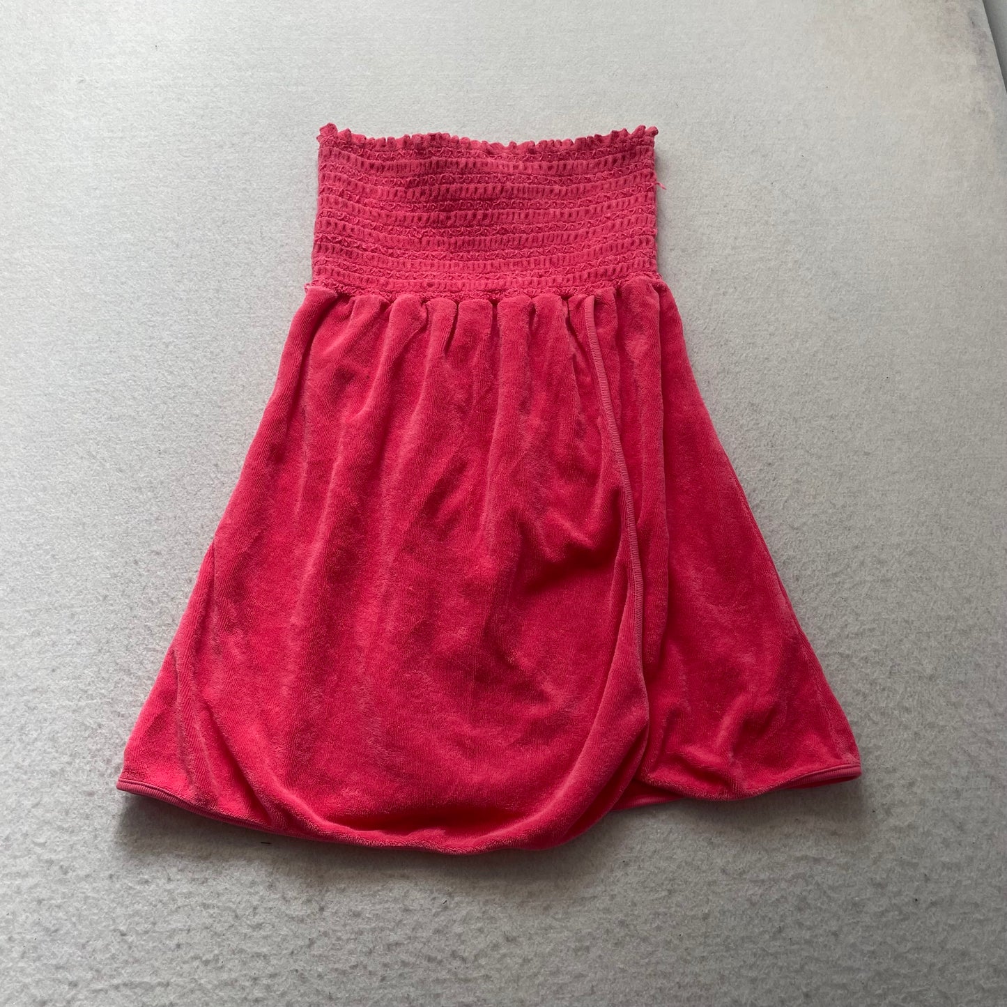 Vintage Juicy Couture Womens Hot Pink Terry Cloth Smocked Flared Mini Skirt Size S