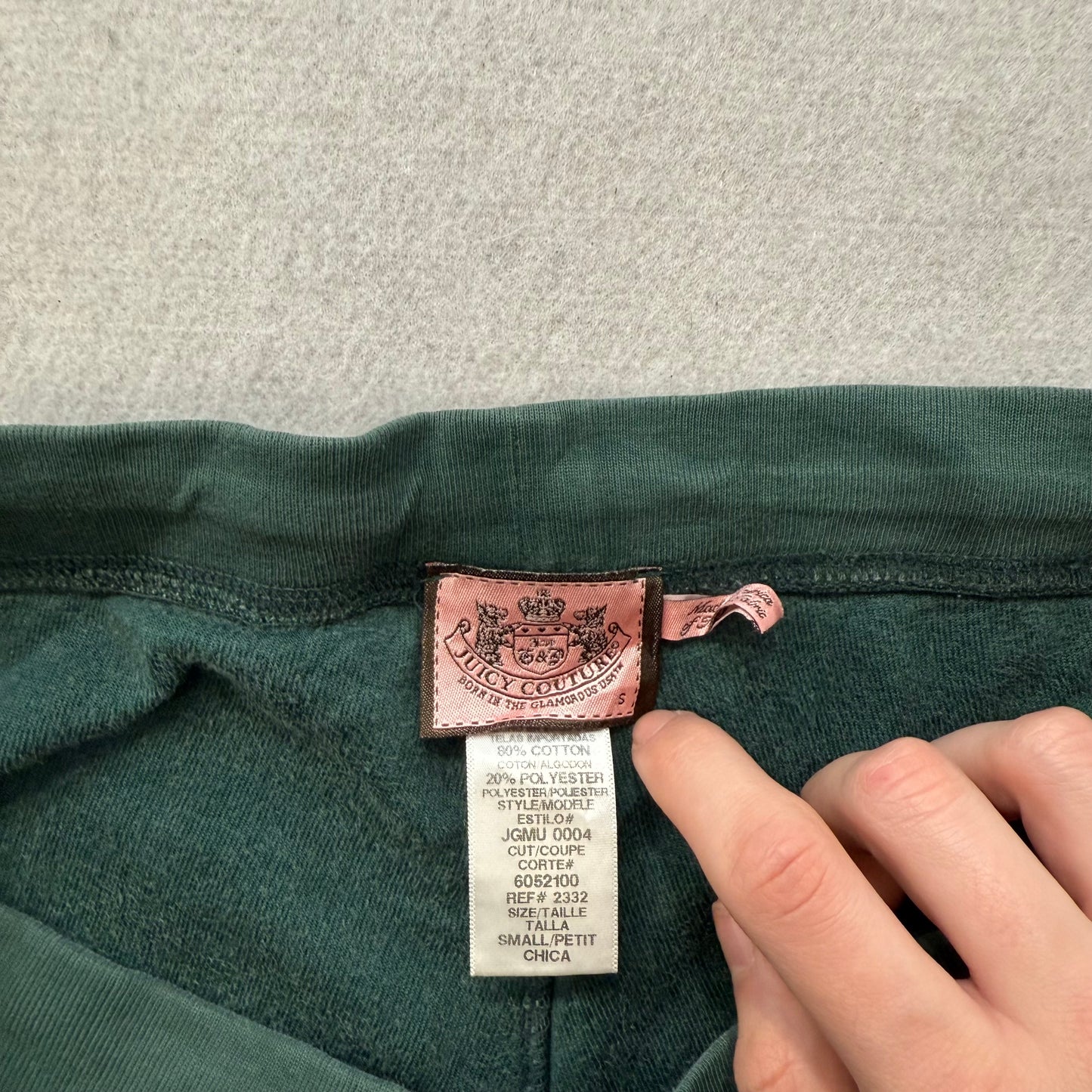 Vintage Juicy Couture Womens Dark Green Velour Flared Track Pant Low Rise Size S